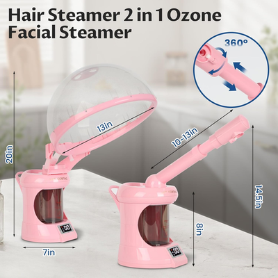 2-In-1 Hair and Facial Steamer with Extendable Arm,Face Steamer for Deep Cleanin