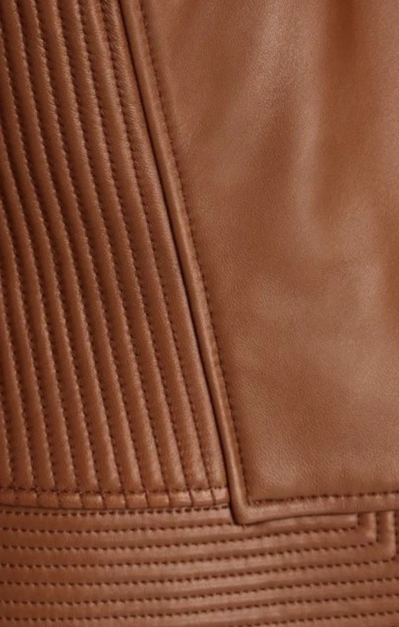 Седло для верховой езды Tory Burch Calista коричневое карамельное кожаное мото стеганая куртка $995 - Изображение 4 из 4