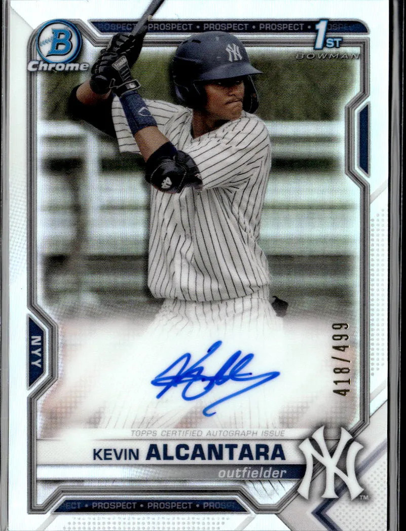 Kevin Alcantara 2021 Bowman Chrome 1st Auto Autograph RC REFRACTOR /499 Yankees