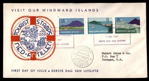 Mayfairstamps Netherlands FDC 1957 Scenery Combo Visit Windward Islands First Da