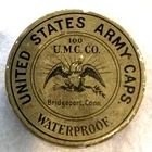 Antique Civil War Era US Army Brass Caps in Metal Tin Bridgeport Conn.