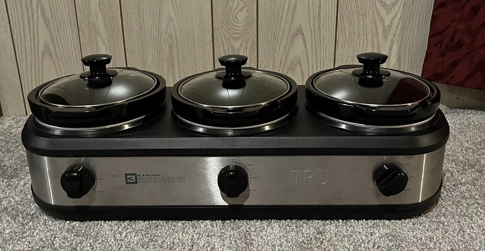 TRU Triple Buffet Server - Three 2.5 Quart Removable Crock Inserts - Slow Coo...