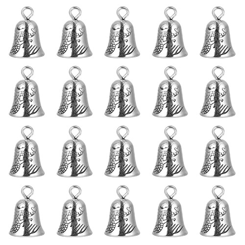 20 Pcs Bell Rattle Child Christmas Bells for Crafts Silver Charm Necklace