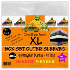 XL Box Set Sleeves x10 4mil Strong No Flap - Fits 1-5/8 - 2-1/16" Thick 33rpm