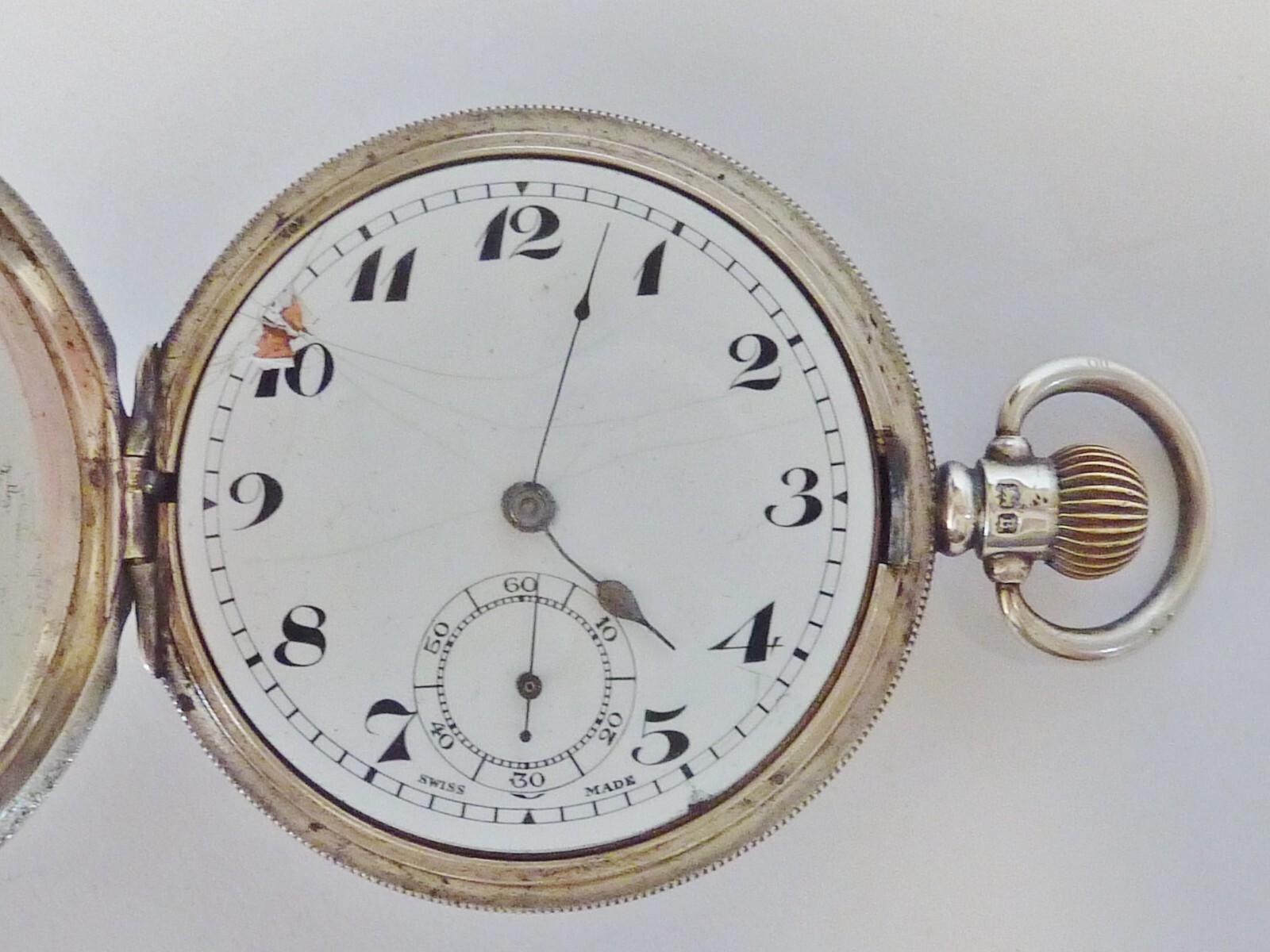 ANTIQUE STERLING SILVER case B'ham 1927 RAND hunter POCKET watch repair
