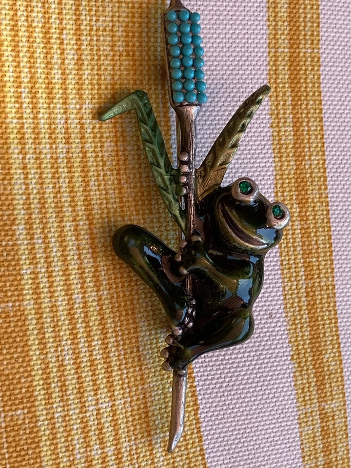 Broche/broche de lapela verde esmalte sapo strass e turquesa  - Imagem 4 de 4