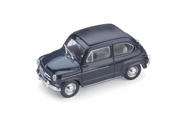 Fiat 600D 1960 Cabrio Tettino Geschlossen Blau Dunkel 1:43 Brumm Modell R318-10-image