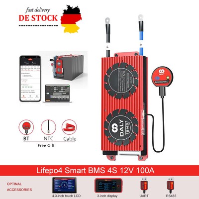 Daly Smart BMS 4S 12V 100A LiFePO4 Battery BMS with Balance& Bluetooth Module DE