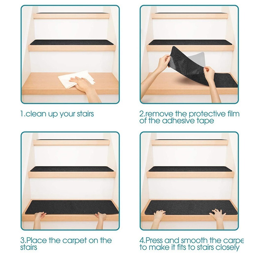 Stair Carpet Treads NonSlip Self Adhesive Step Stair Protector Mats