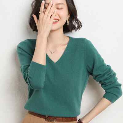 Women's V-neck Women's Top Sweater Women's Long Sleeve Cashmere Sweater