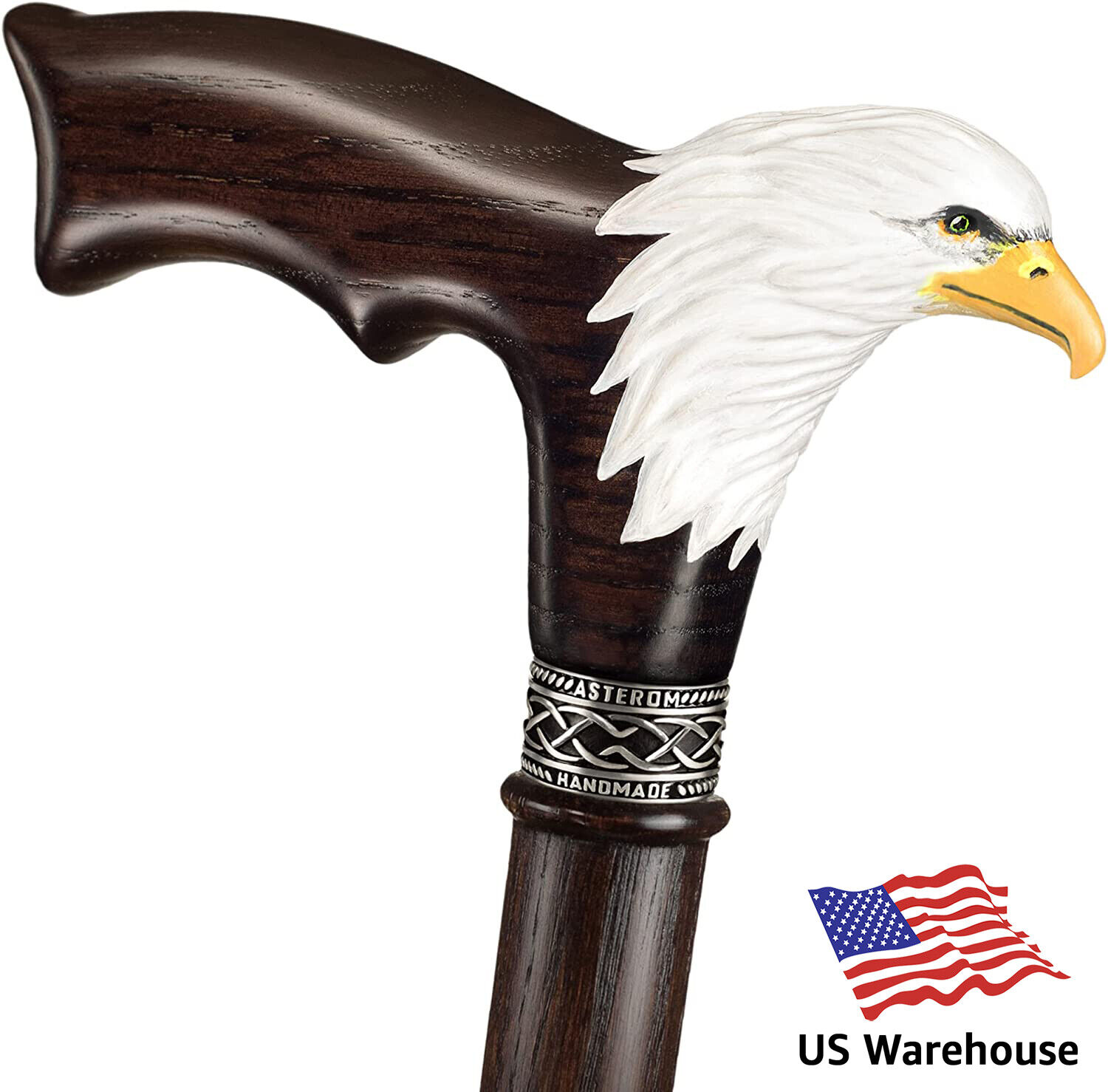 Bastón para caminar para hombres - águila calva pintada a mano - bastón  tallado para hombres y mujeres | eBay