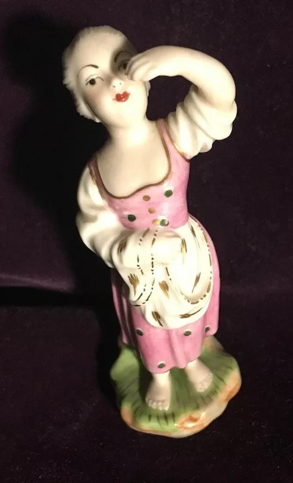 Hochst Porcelain Vtg. Girl Figurine Harvest Time Germany Mainz Wheel Since 1746 - Image 4 of 4