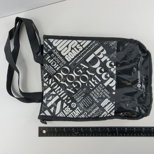 Lululemon Rare Black DO Yoga Reusable Small Tote Bag Read Black Shopping Sack - Picture 6 of 18