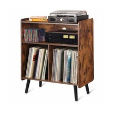 3-Tier Vintage Record Player Stand, Mid-Century Vinyl Record Storage Cabinet ...