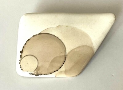 Emaille Brosche Unikat cremefarben beige TRAPEZ ART 4,1cm    