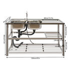 Stainless Steel Commercial Sink Utility Sink 2 Compartment Kitchen w/Prep Table