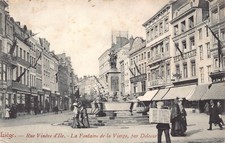 A866 Belgium Liege 1906 Rue Vinave d Ille Fontaine de Vierge Shops postcard