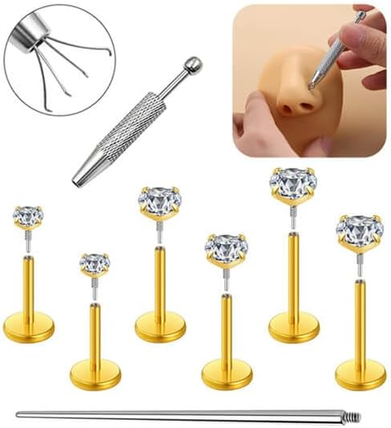 Hypoallergenic Flat Back Stud Earrings for Women in Surgical Steel with Internal Thread