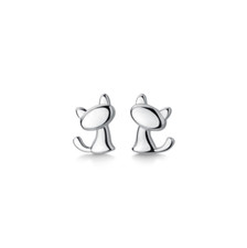 Cute 925 Sterling silver Tiny Kitty Cat animal stud earrings Gift box party S4