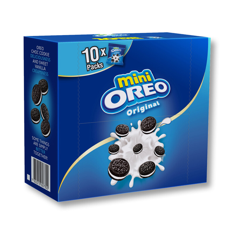 Mini galleta sándwich de vainilla OREO en un portátil de 10 paquetes por caja para usted y familia