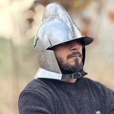 Medieval European Closed Face Burgonet Helmet-Knight Larp, Cosplay  Roleplay.