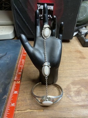 Native Indian Slave Bracelet Sterling Silver Navajo Y R Rose Charley MOP Signed
