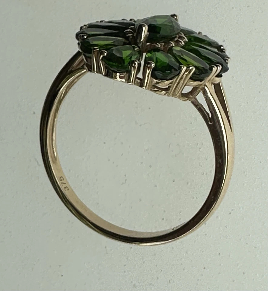 Russischer Chromdiopsid Traum Ring Gr 18 grün Funkeln 2,7 Karat 375iger gelbgold - Bild 3 von 4