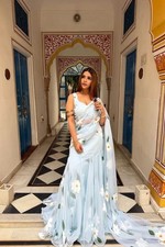 NEW SAREE BLOUSE NEW SARI INDIAN WEDDING DESIGNER BOLLYWOOD PAKISTANI PARTY WEAR