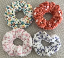 4 Handmade Scrunchies - Sweet Snuggles Variegated Lite  - Crochet Set 4