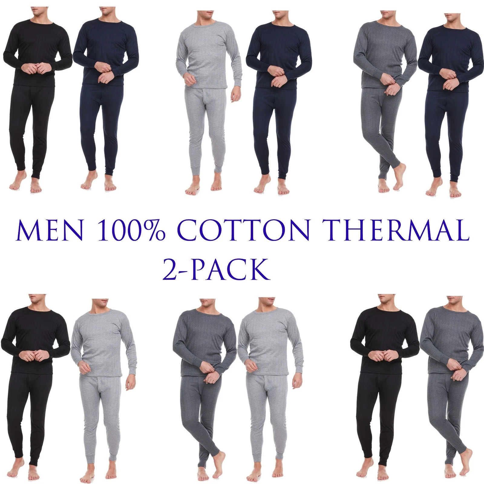 Men Cotton Thermal Winter Underwear Fleece Lined Long John Shirt Pants 2-PACK
Opens in a new window