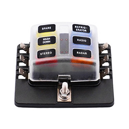 6 Way Circuit Standard ATO ATC Blade LED Fuse Box Block Holder Terminals - Picture 2 of 8