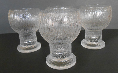Four Iittala Kekkerit Finland 16 Ounce Glass Goblets Designed by Timo Sarpaneva
