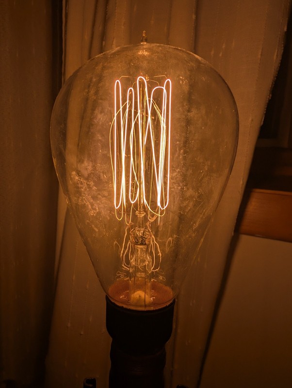 Authentic Mazda Pre-1922 Large, Tipped Glass Antique Light Bulb, Early Tungsten