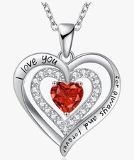 Necklaces for Women Birthstone Heart Necklace Jewelry for Wife Girl July
