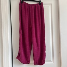 Eileen Fisher Women  s Linen Blend Stretchy Pull On Pants Sz M Pink Vibrant