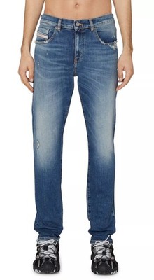 Diesel 2019 D-Strukt 09H45 Men's W32/L34 Slim Fit Blue New Distressed RRP250