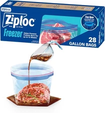 Ziploc Gallon Freezer Bags Food Storage Grip 'N Seal Zip Lock Bags 28 Count Home
