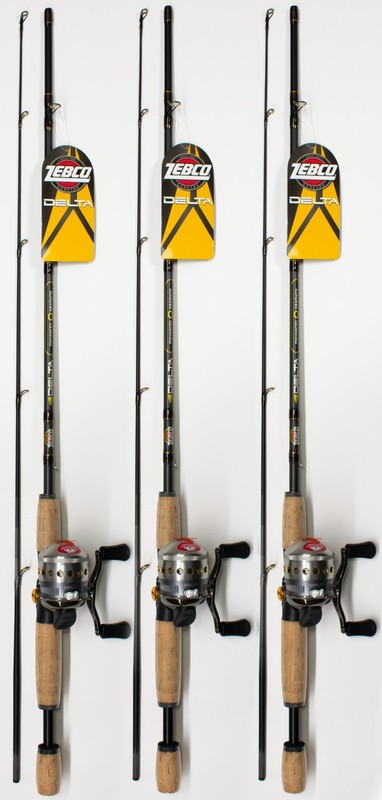 (LOT OF 3) ZEBCO DELTA ZD2 5'6" MED LIGHT 2 PIECE SPINCAST COMBO ZD2C 21-32329