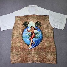 Rietveld Shirt Mens XL X-Large White Wave Dancer Surf Camp Hawaiian Made In USA