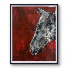 Original Expressive Abstract Art 14x11 Acrylic Painting - Horse and Red