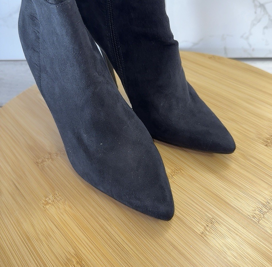 Forever 21 Black Suede Over-the-Knee Pointed Toe Stiletto Boots Size 7.5 image 4