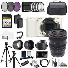 Sony ZV-E10 White Body  Sony FE 16-25mm f/2.8 G Lens 128GB 9PC Filtr MEGA Kit