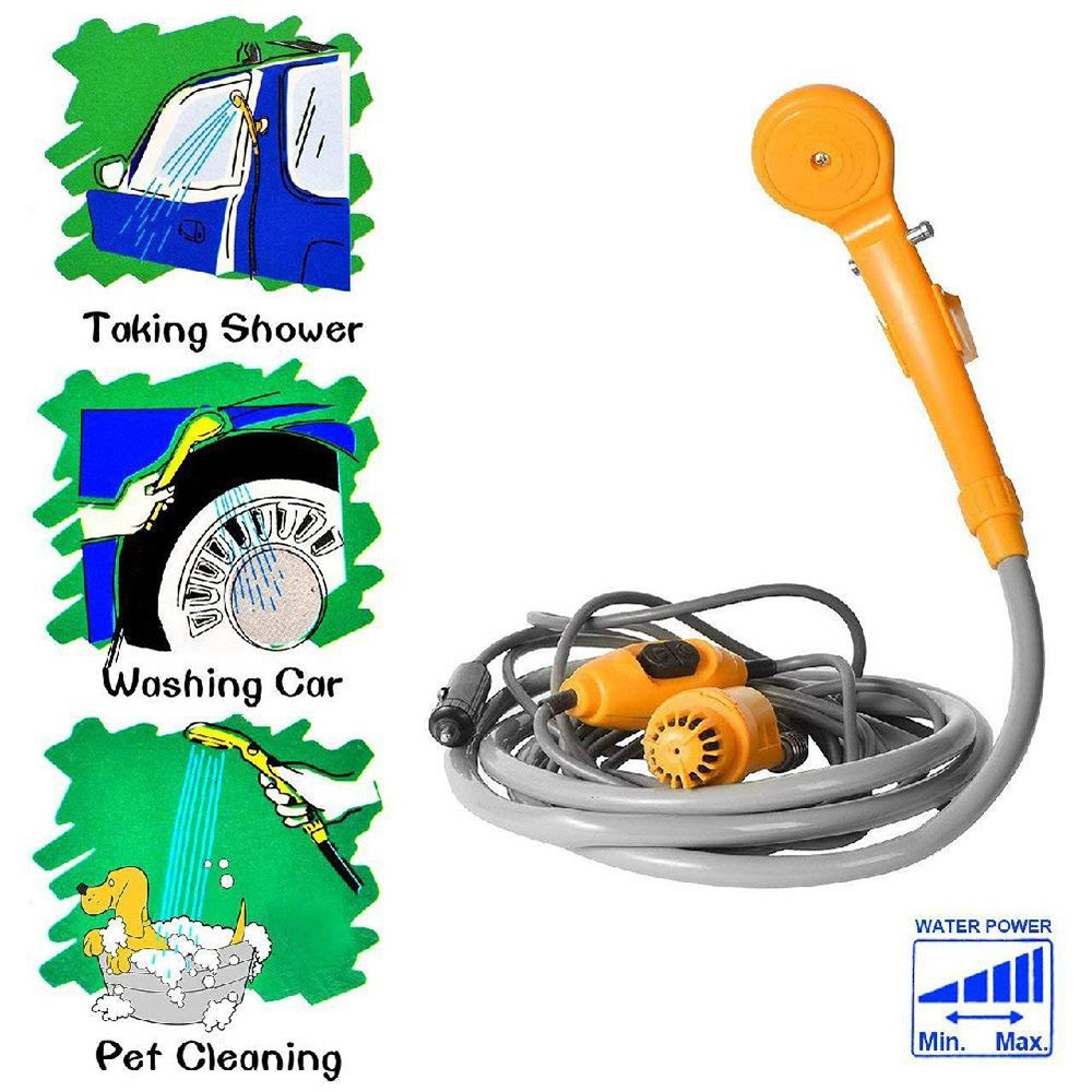 Portable Car Shower Washing Tool 12V - Pumps Water from Bucket for  Pets Bath g5