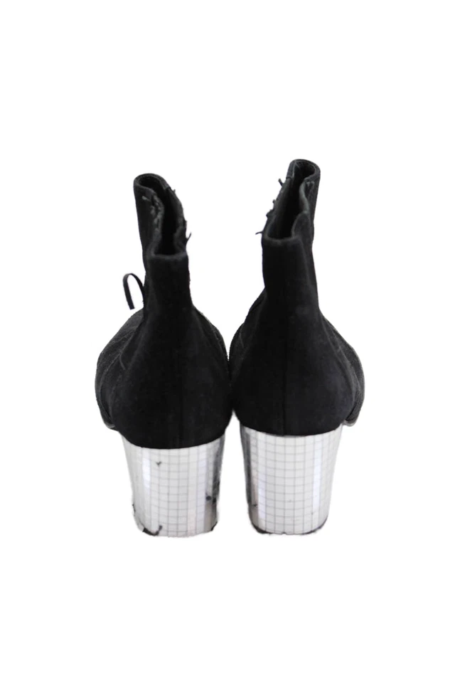 Pedro Garcia Mujer Punta Redonda Metálico Tacones Bloque Botines Negro Talla 39 Foto 3 de 4