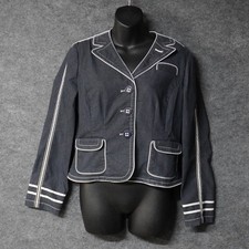 Work to Weekend Denim Blazer Jacket 6 Indigo Blue Contrast Stitch Stretch Y2K