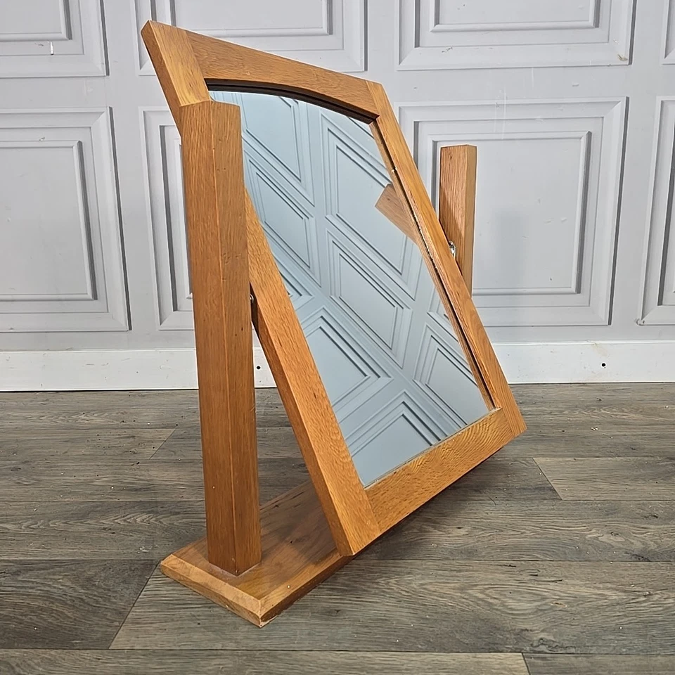 Table Top Solid Oak Wooden Dressing Swing Mirror - Contemporary Toilet Bedroom - Image 4 of 4