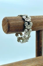 Vintage Los Castillo .980 Sterling Swirling Hearts Panel Bracelet 6.75" Mexico