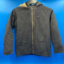 Walls Tough Wear Kids Black Hooded Sherpa Lined Canvas Jacket Size XL