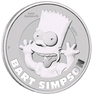 #ad 2022 1 Oz Silver $1 Tuvalu BART SIMPSON BU Coin. $139.95