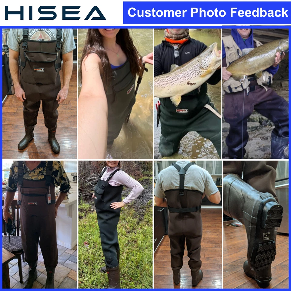 HISEA Neoprene Chest Wader 200G Insulated Cleated Bootfoot Fishing Hunting Wader - Image 2 of 4
